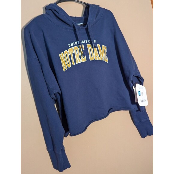 Notre Dame Crop Top Hoodie Womens Size X-Large Navy - New w/tags Zoozatz - Picture 5 of 15